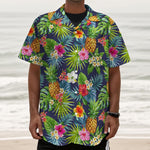 Aloha Hawaii Tropical Pattern Print Textured Short Sleeve Shirt