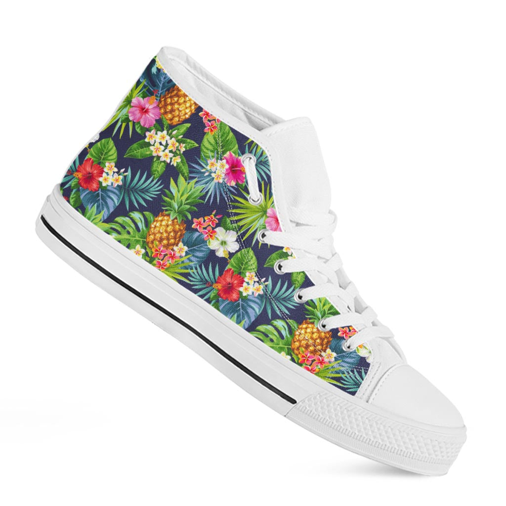 Aloha Hawaii Tropical Pattern Print White High Top Sneakers