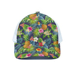 Aloha Hawaii Tropical Pattern Print White Mesh Trucker Cap