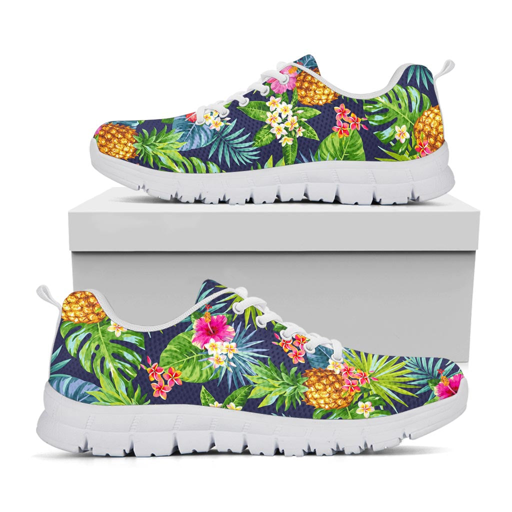 Aloha Hawaii Tropical Pattern Print White Running Shoes