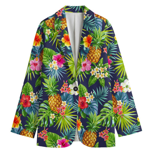 Aloha Hawaii Tropical Pattern Print Women's Cotton Blazer