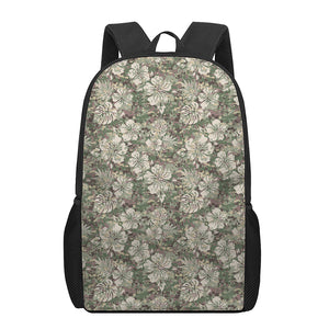 Aloha Hawaiian Camo Flower Pattern Print 17 Inch Backpack