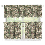 Aloha Hawaiian Camo Flower Pattern Print 3 Piece Kitchen Curtains