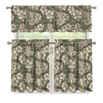 Aloha Hawaiian Camo Flower Pattern Print 3 Piece Kitchen Curtains
