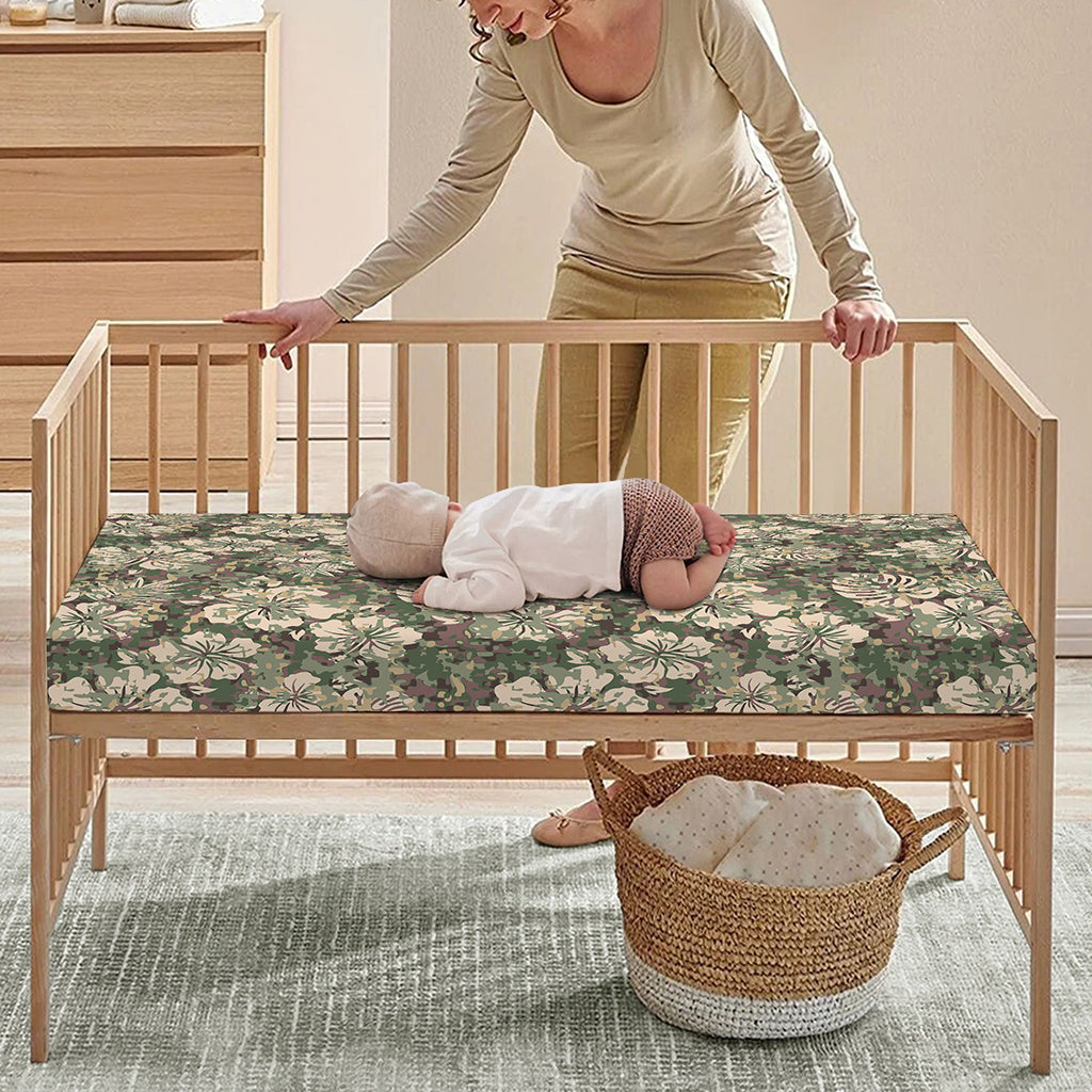 Aloha Hawaiian Camo Flower Pattern Print Baby Crib Sheet