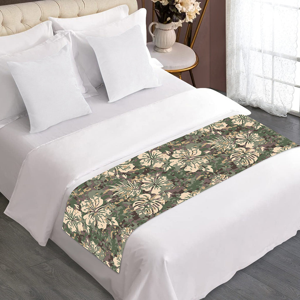 Aloha Hawaiian Camo Flower Pattern Print Bed Runner