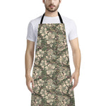 Aloha Hawaiian Camo Flower Pattern Print Bib Apron With Pocket