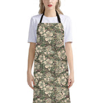 Aloha Hawaiian Camo Flower Pattern Print Bib Apron With Pocket