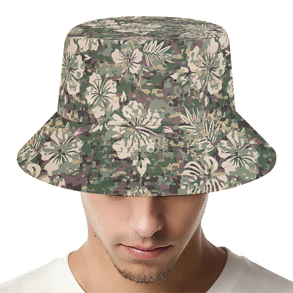 Aloha Hawaiian Camo Flower Pattern Print Bucket Hat