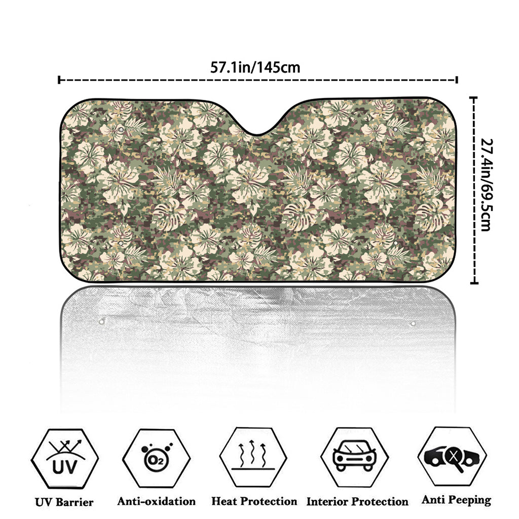 Aloha Hawaiian Camo Flower Pattern Print Car Windshield Sun Shade