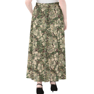 Aloha Hawaiian Camo Flower Pattern Print Chiffon Maxi Skirt