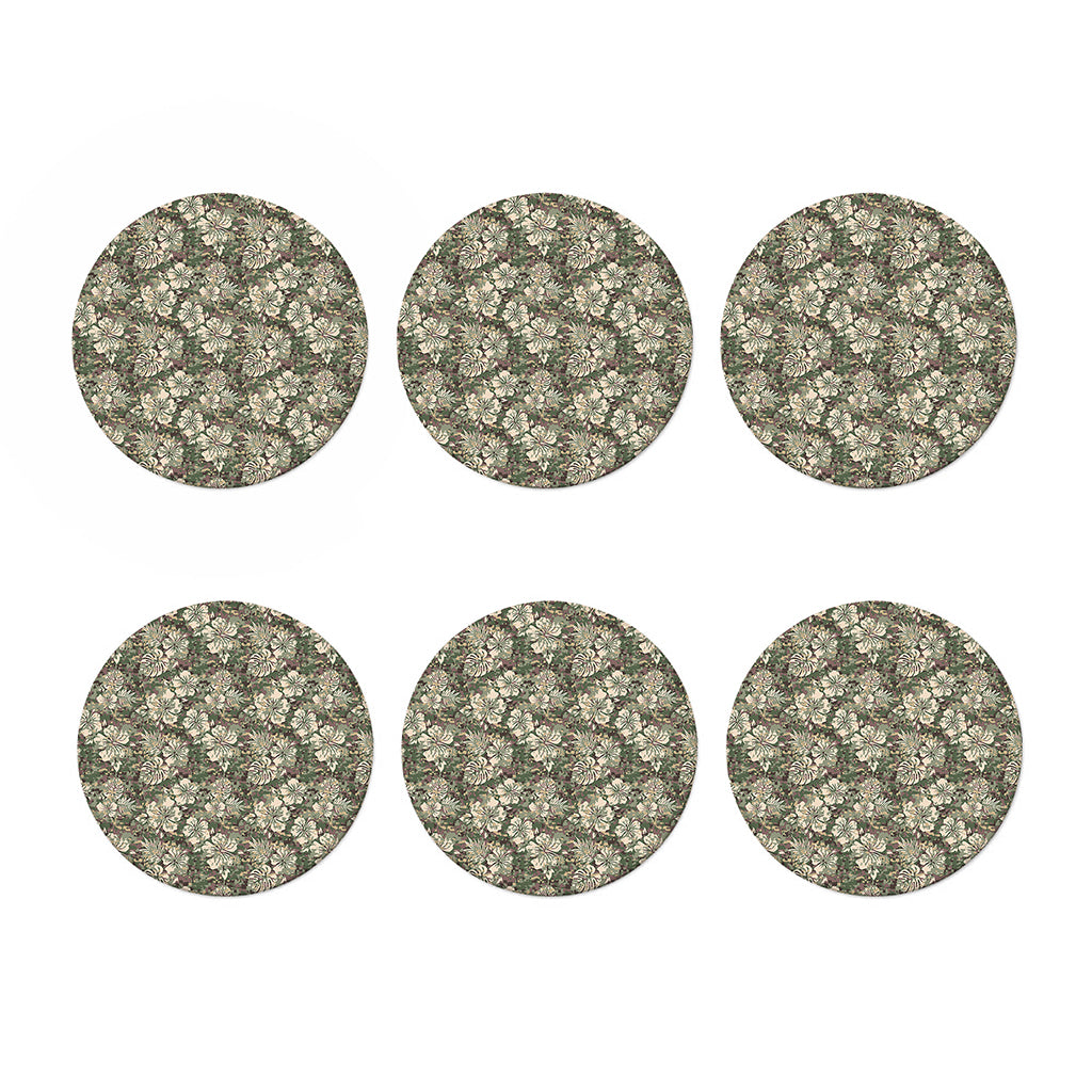 Aloha Hawaiian Camo Flower Pattern Print Coaster Set