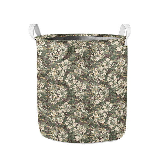 Aloha Hawaiian Camo Flower Pattern Print Collapsible Laundry Basket