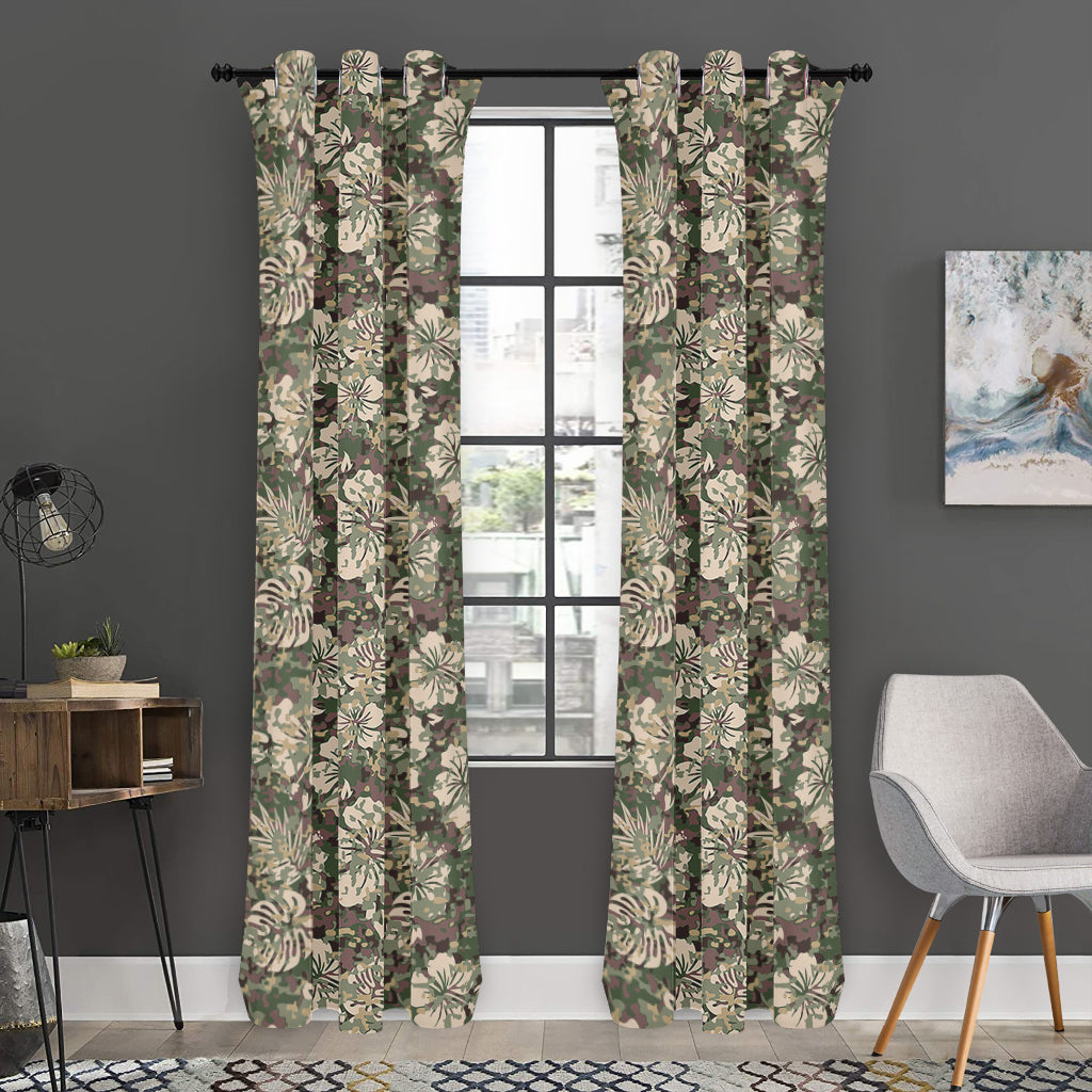 Aloha Hawaiian Camo Flower Pattern Print Curtain