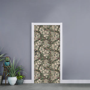 Aloha Hawaiian Camo Flower Pattern Print Door Sticker