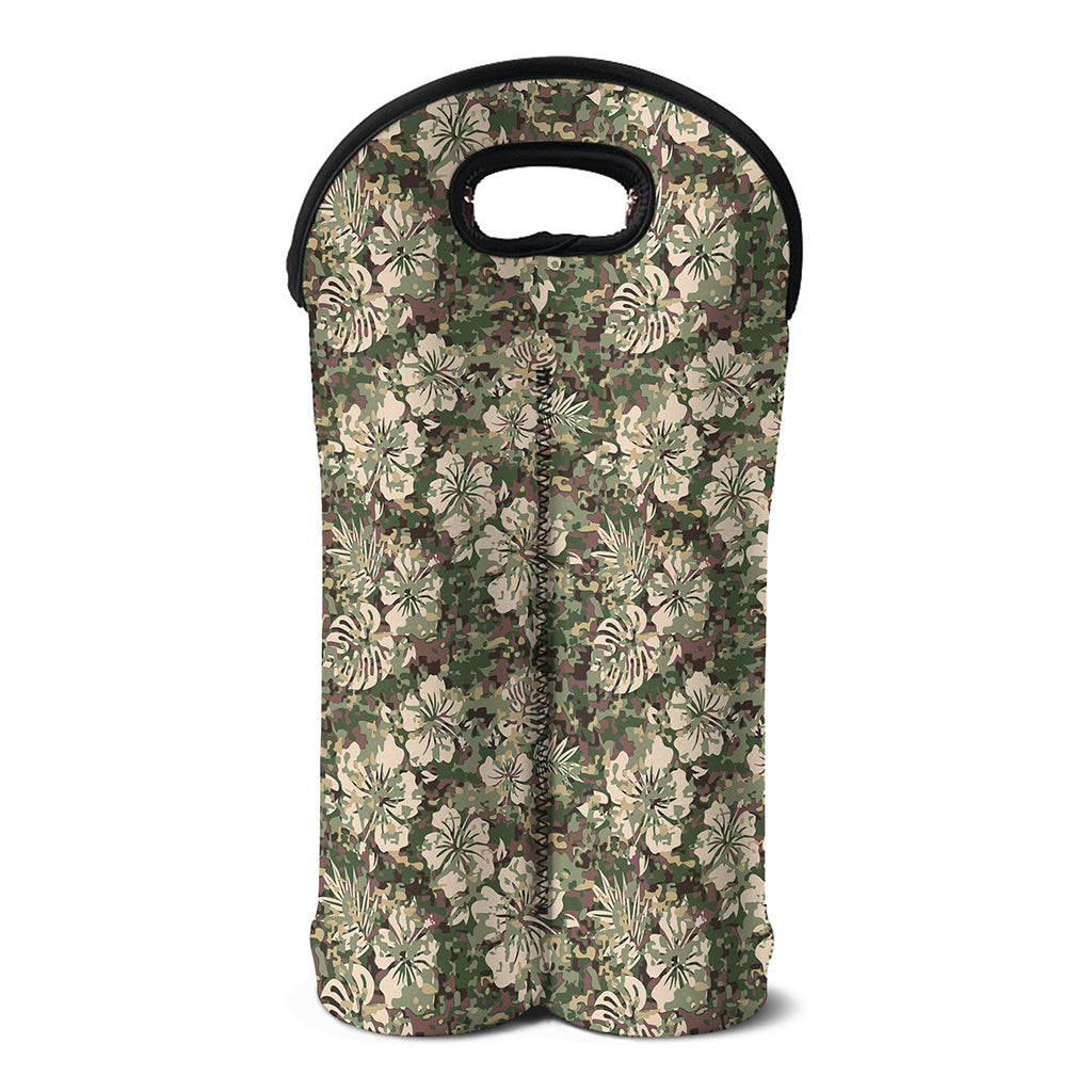 Aloha Hawaiian Camo Flower Pattern Print Double Neoprene Wine Tote