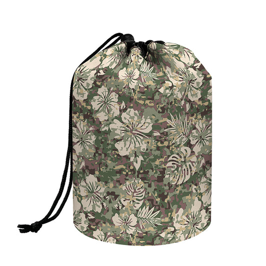 Aloha Hawaiian Camo Flower Pattern Print Drawstring Makeup Bag