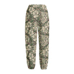 Aloha Hawaiian Camo Flower Pattern Print Fleece Lined Knit Pants