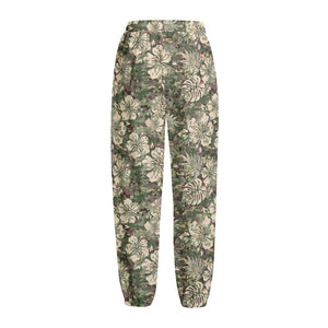 Aloha Hawaiian Camo Flower Pattern Print Fleece Lined Knit Pants