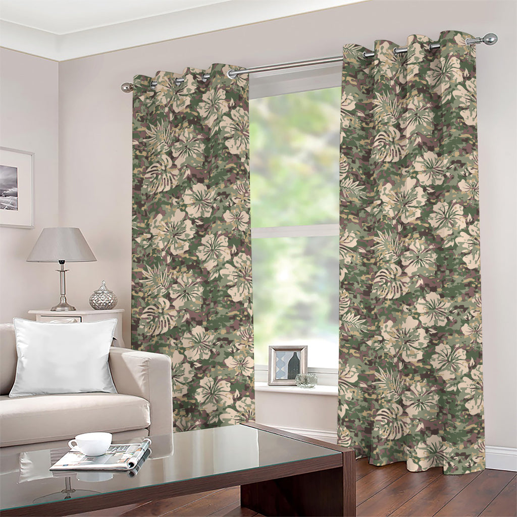 Aloha Hawaiian Camo Flower Pattern Print Grommet Curtains