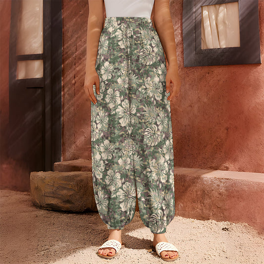 Aloha Hawaiian Camo Flower Pattern Print Harem Pants