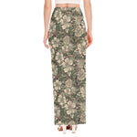 Aloha Hawaiian Camo Flower Pattern Print High Slit Maxi Skirt