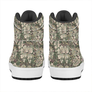 Aloha Hawaiian Camo Flower Pattern Print High Top Leather Sneakers