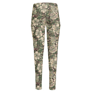 Aloha Hawaiian Camo Flower Pattern Print High-Waisted Pocket Leggings