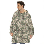 Aloha Hawaiian Camo Flower Pattern Print Hoodie Blanket