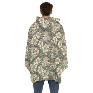 Aloha Hawaiian Camo Flower Pattern Print Hoodie Blanket