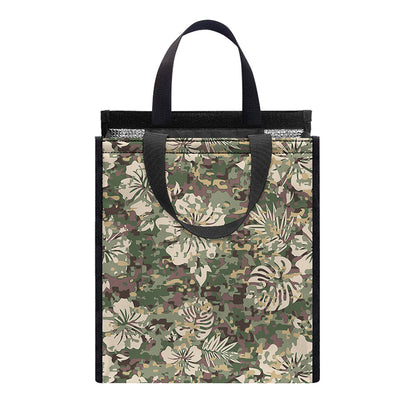 Aloha Hawaiian Camo Flower Pattern Print Insulated Lunch Tote