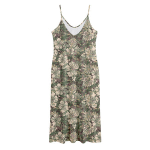 Aloha Hawaiian Camo Flower Pattern Print Jersey Midi Cami Dress