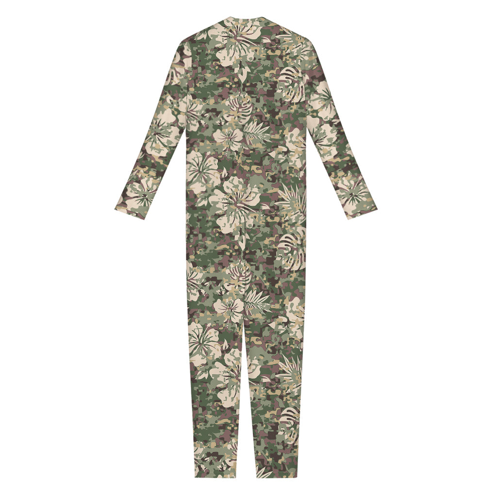 Aloha Hawaiian Camo Flower Pattern Print Jumpsuit