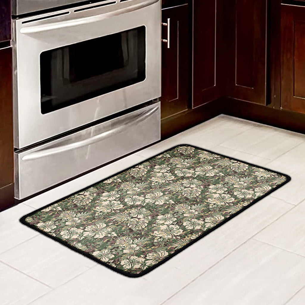 Aloha Hawaiian Camo Flower Pattern Print Kitchen Mat