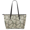 Aloha Hawaiian Camo Flower Pattern Print Leather Tote Bag With Zipper