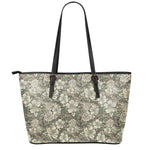 Aloha Hawaiian Camo Flower Pattern Print Leather Tote Bag