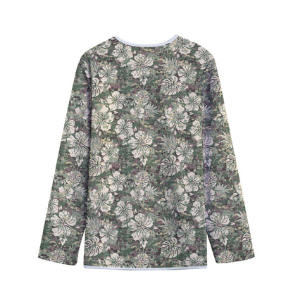 Aloha Hawaiian Camo Flower Pattern Print Long Sleeve Short Coat
