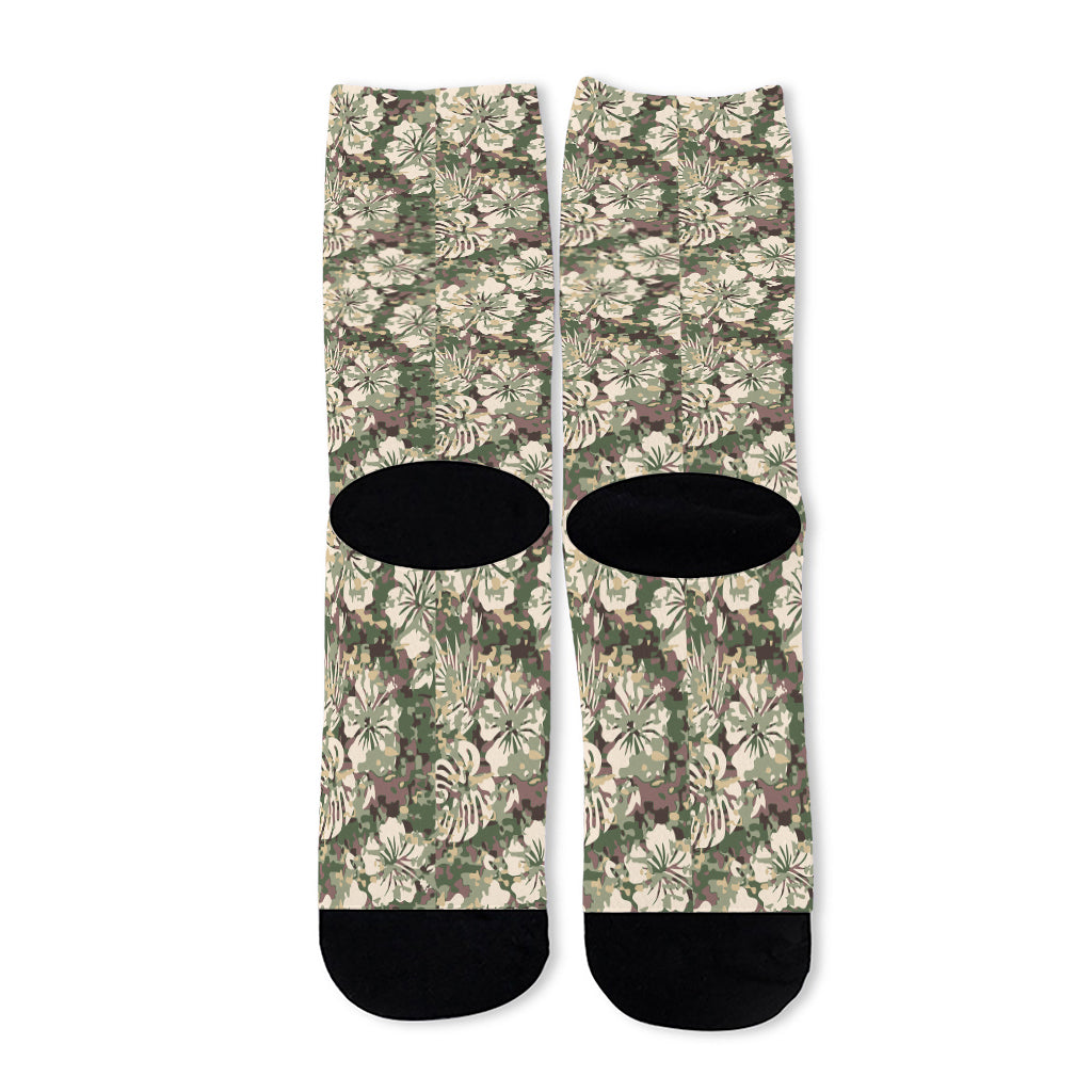 Aloha Hawaiian Camo Flower Pattern Print Long Socks