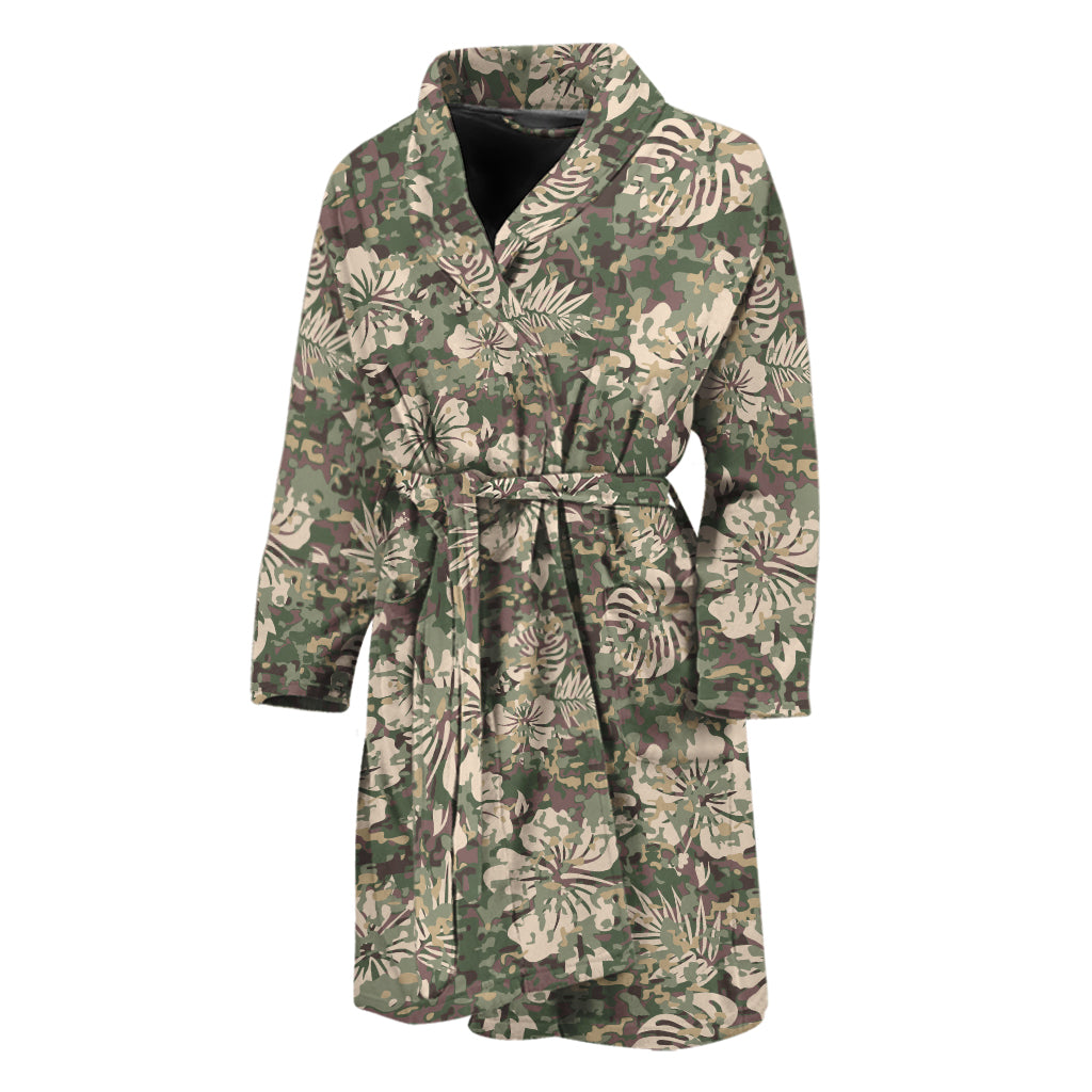 Aloha Hawaiian Camo Flower Pattern Print Men's Bathrobe