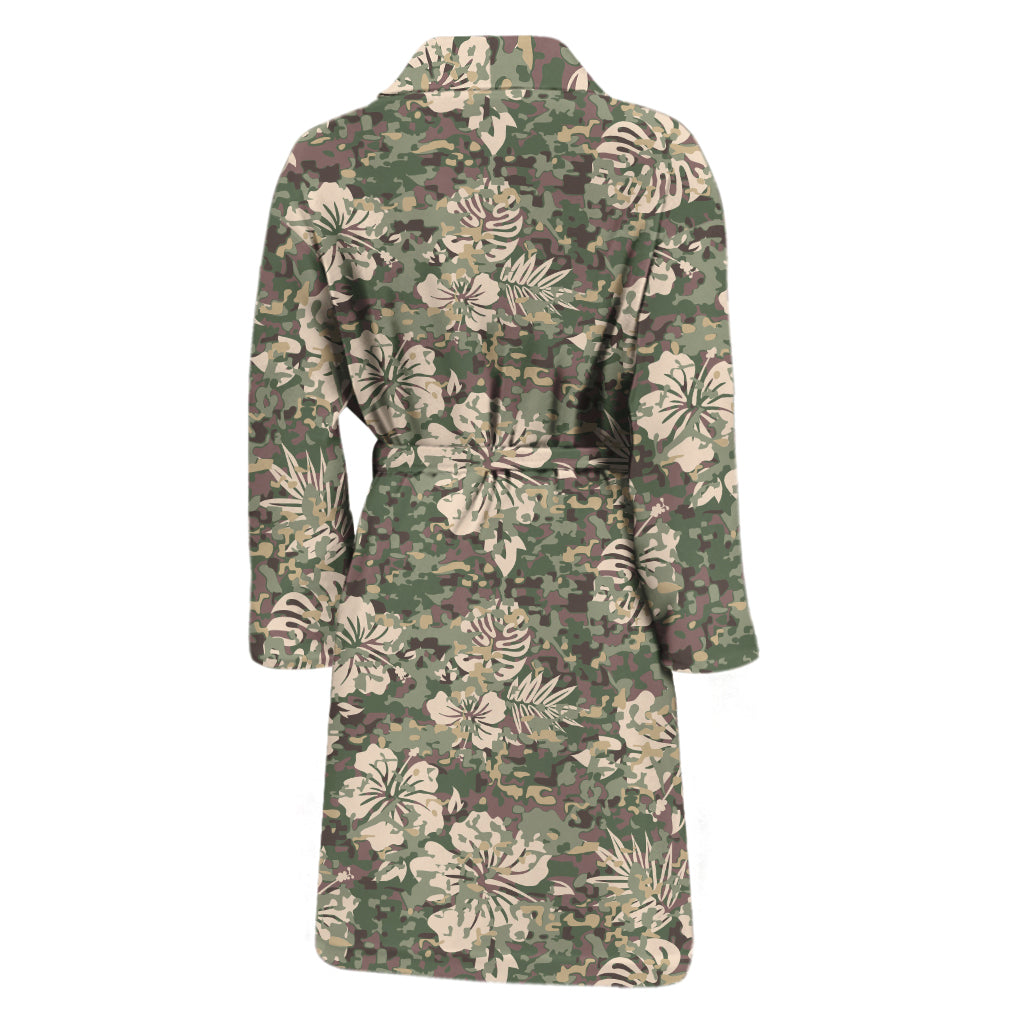 Aloha Hawaiian Camo Flower Pattern Print Men's Bathrobe