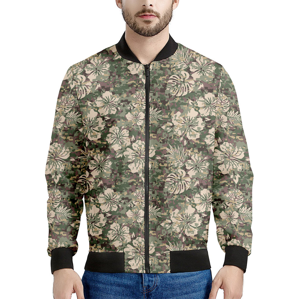 Aloha Hawaiian Camo Flower Pattern Print Men's Bomber Jacket