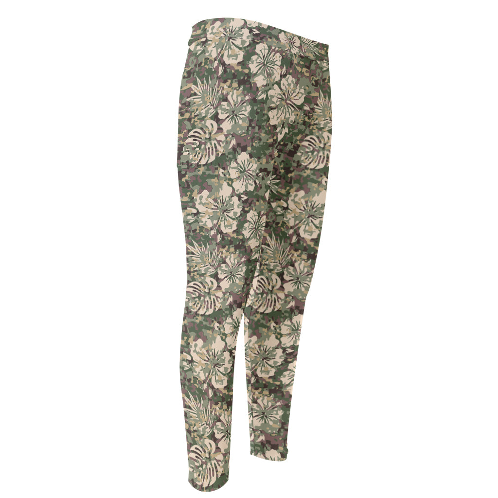 Aloha Hawaiian Camo Flower Pattern Print Men's Compression Pants