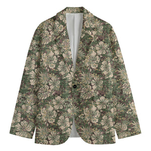 Aloha Hawaiian Camo Flower Pattern Print Men's Cotton Blazer