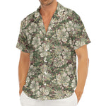 Aloha Hawaiian Camo Flower Pattern Print Men's Deep V-Neck Shirt