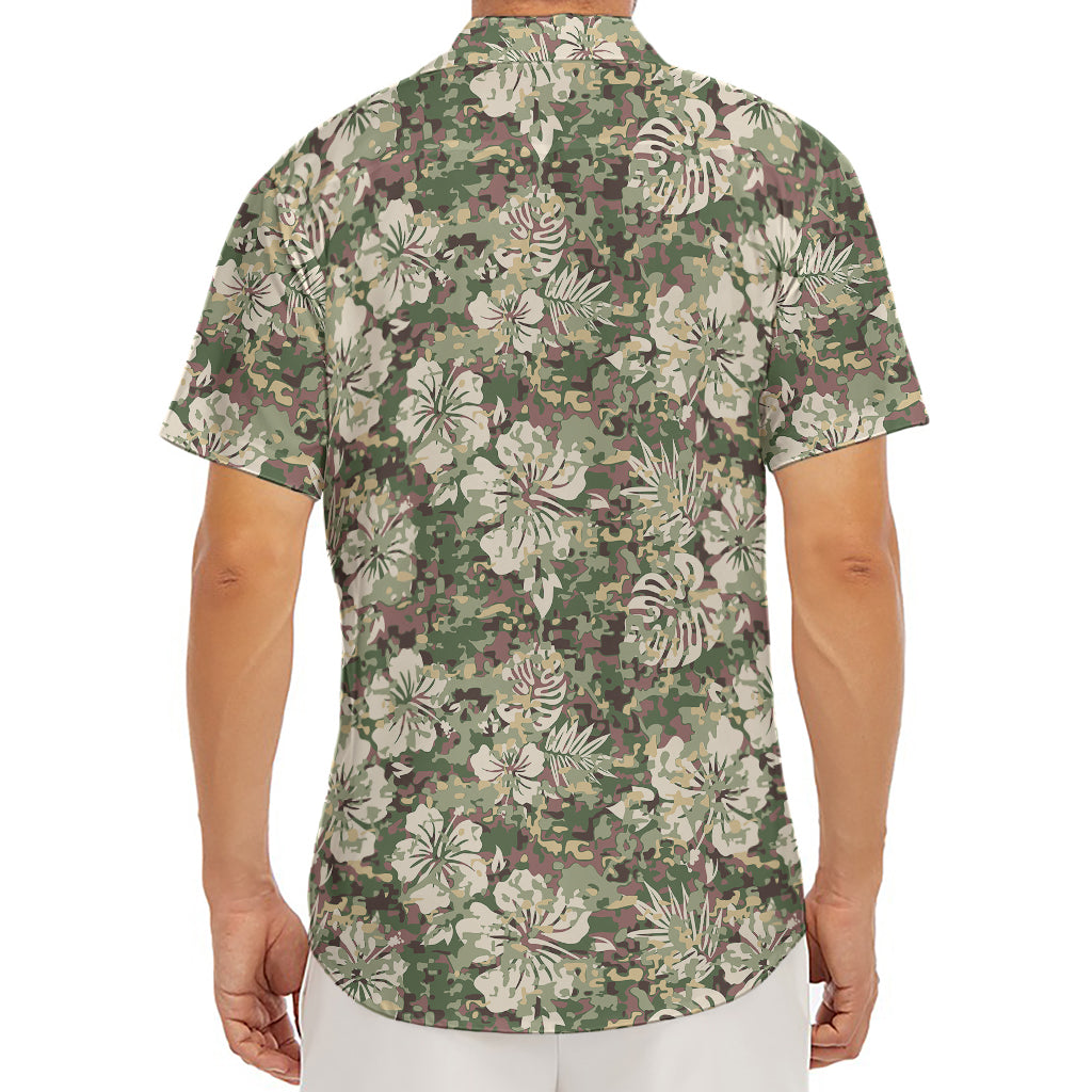 Aloha Hawaiian Camo Flower Pattern Print Men's Deep V-Neck Shirt