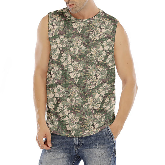 Aloha Hawaiian Camo Flower Pattern Print Men's Fitness Tank Top