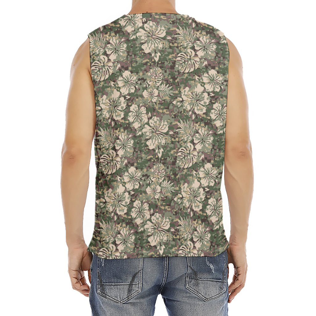 Aloha Hawaiian Camo Flower Pattern Print Men's Fitness Tank Top