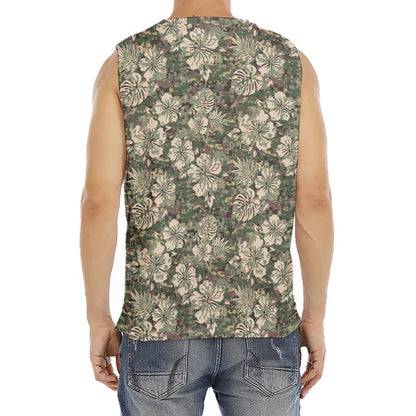 Aloha Hawaiian Camo Flower Pattern Print Men's Fitness Tank Top
