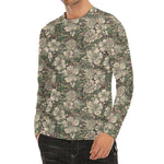 Aloha Hawaiian Camo Flower Pattern Print Men's Long Sleeve Rash Guard