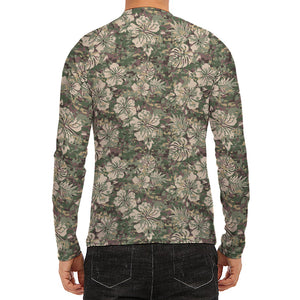 Aloha Hawaiian Camo Flower Pattern Print Men's Long Sleeve Rash Guard